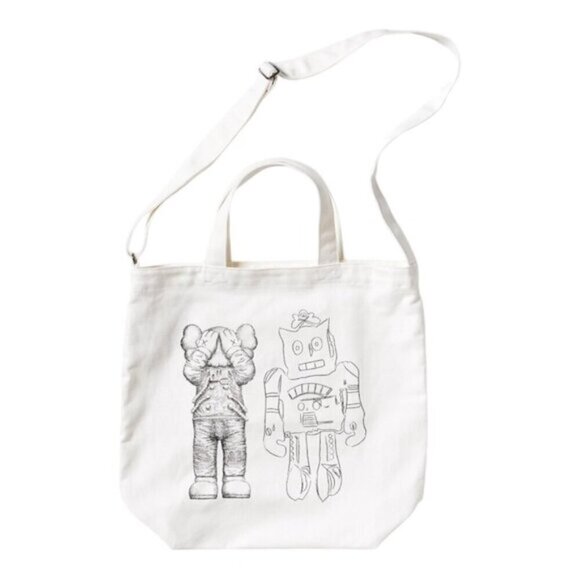 Uniqlo Kaws Andy Warhol Unisex UT Graphic Canvas Two Way Tote Bag Off White OS - Picture 1 of 11